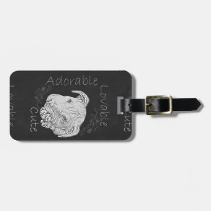 Chalk Drawing of Adorable Pitbull Luggage Tag
