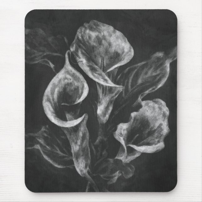 Chalk Drawing of Calla Lilies Mouse Pad (Front)