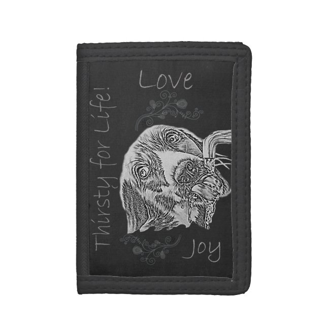Chalk Drawing of Dog Drinking on Wallet (Front Vertical)