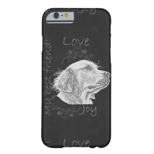 Chalk Drawing of Golden Retriever on Phone Case