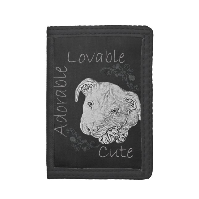 Chalk Drawing of Pitbull on Wallet (Front Vertical)