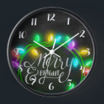 Chalk Drawn Merry and Bright with Lights Clock<br><div class="desc">Holiday themed items designed by Umua. Printed and shipped by Zazzle or their affiliates.</div>