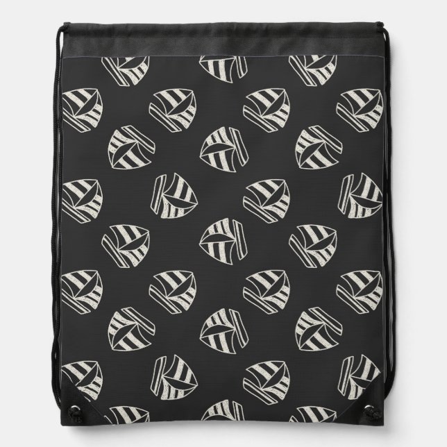 Chalk Drawn Sailboat Pattern Drawstring Bag (Front)