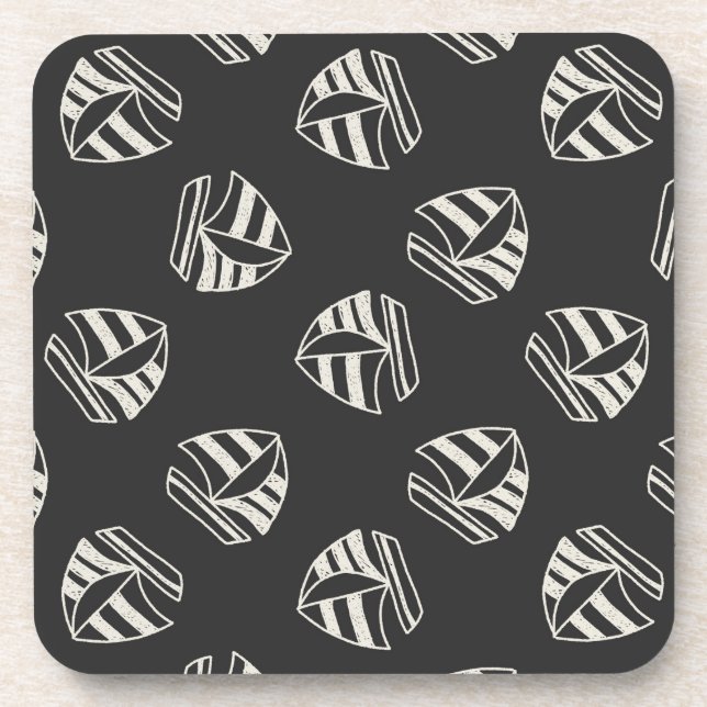 Chalk Drawn Sailboat Pattern Drink Coaster (Front)