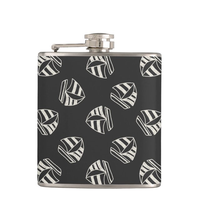 Chalk Drawn Sailboat Pattern Flask (Front)