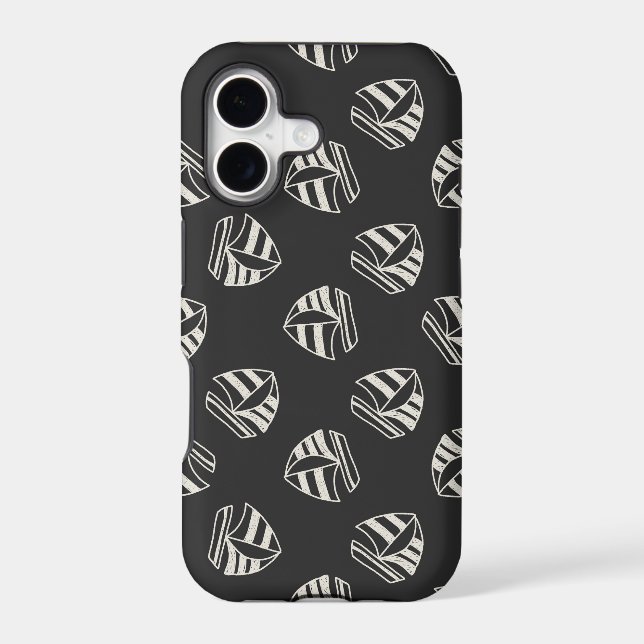Chalk Drawn Sailboat Pattern Iphone Case (Back)