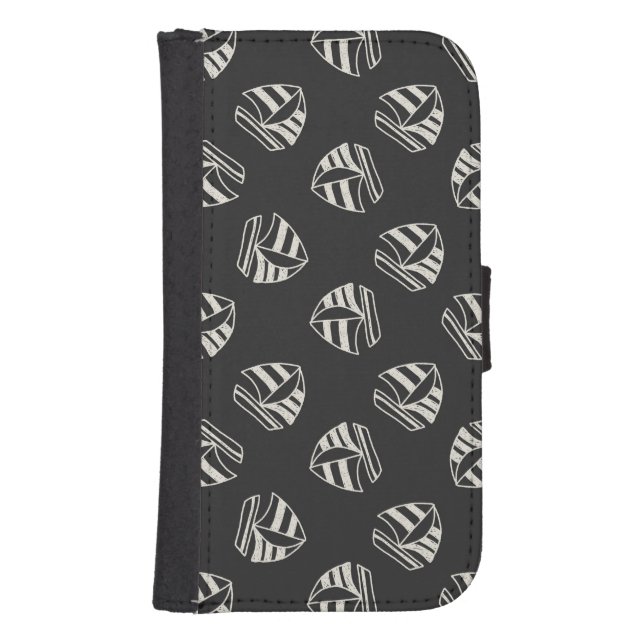 Chalk Drawn Sailboat Pattern Samsung Galaxy Wallet Case (Front)
