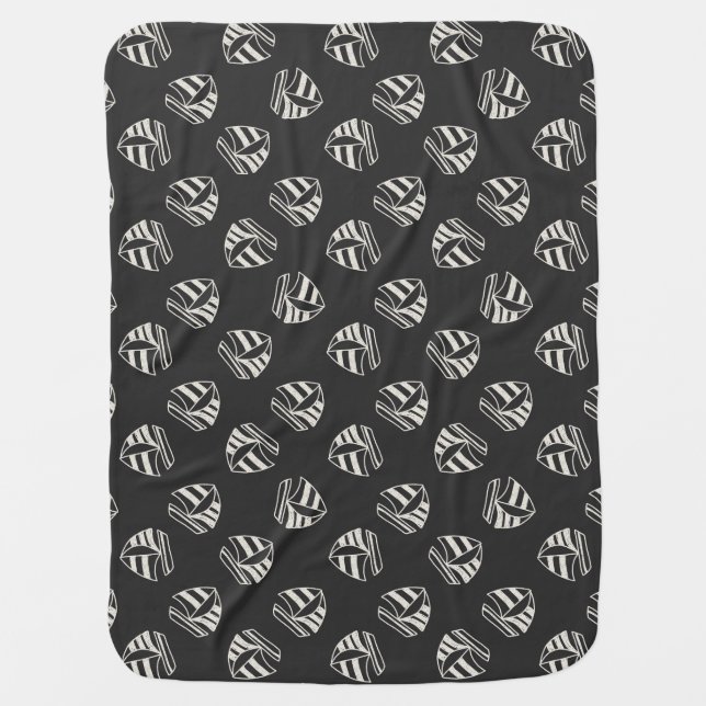 Chalk Drawn Sailboat Pattern Swaddle Blanket (Front)
