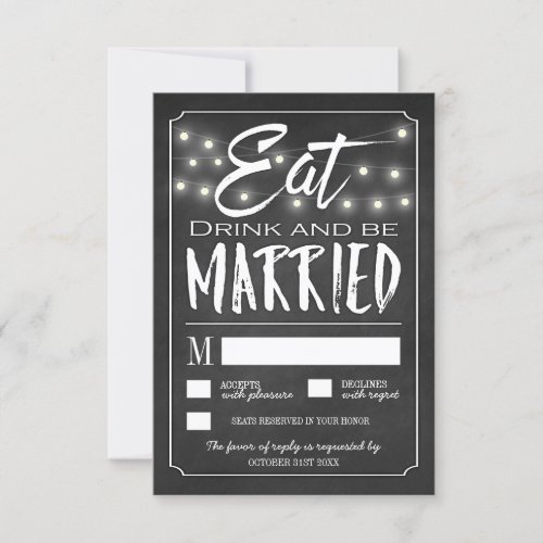 Chalk Eat Drink  Be Married Wedding RSVP Cards