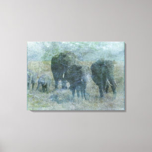 Chalk Elephants Canvas Print