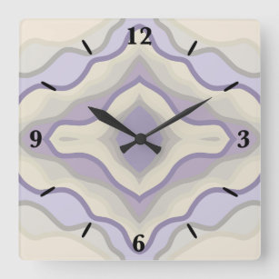 Chalk Gray Lavender Octagon Star Geometric Art Square Wall Clock