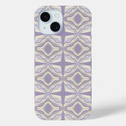Chalk Gray Lavender Octagon Star Geometric Design iPhone 15 Case