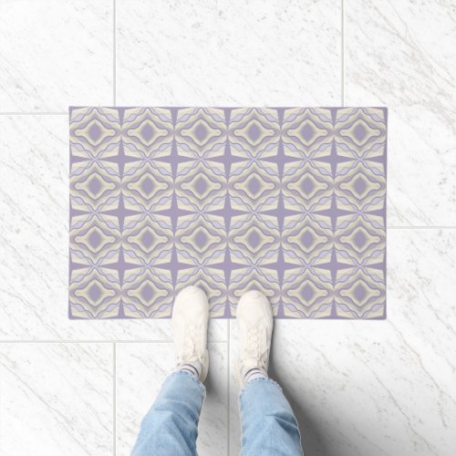 Chalk Gray Lavender Octagon Star Geometric Design Doormat