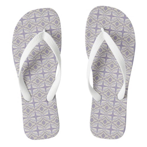 Chalk Gray Lavender Octagon Star Geometric Design Flip Flops
