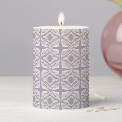 Chalk Gray Lavender Octagon Star Geometric Design Pillar Candle