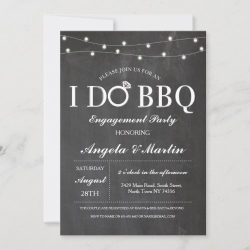 Chalk I DO BBQ Engagement Couples Shower Invite