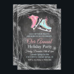 Chalk Ice Skating Holiday Party Invitation<br><div class="desc">Ice Skating Snowflake Chalkboard Chalk Winter Glitter Holiday Party Invitation</div>