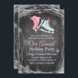 Chalk Ice Skating Holiday Party Invitation<br><div class="desc">Ice Skating Snowflake Chalkboard Chalk Winter Glitter Holiday Party Invitation</div>