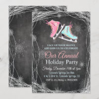 Chalk Ice Skating Holiday Party Invitation