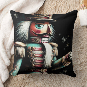 Chalk Illustrated Christmas Nutcracker Throw Pillow