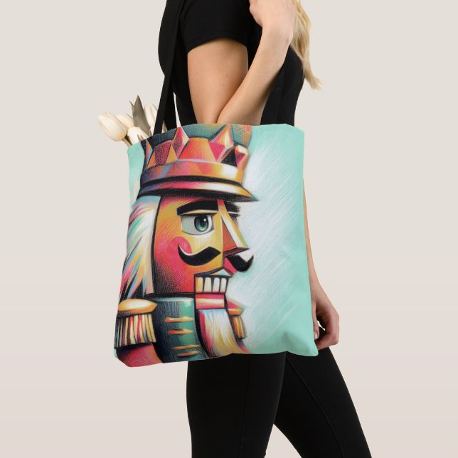 Chalk Illustrated Christmas Nutcracker Tote Bag (Close Up)