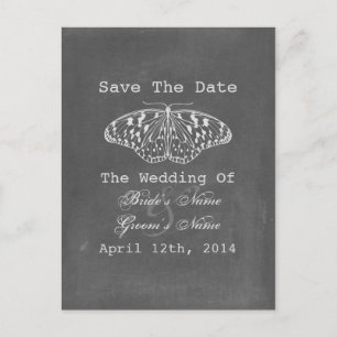 Chalk Inspired Butterfly Save The Date Announcement Postcard