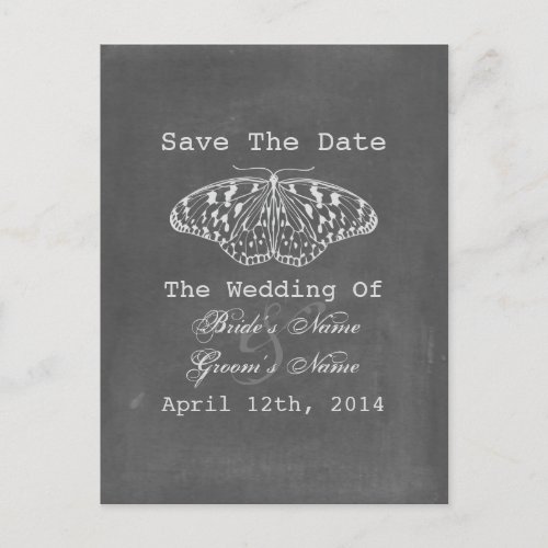 Chalk Inspired Butterfly Save The Date Announcement Postcard