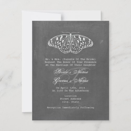 Chalk Inspired Butterfly Wedding Invite