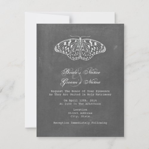 Chalk Inspired Butterfly Wedding Invite