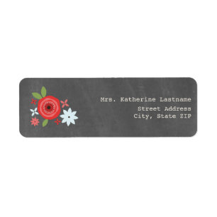 Chalk Inspired Red & Blue Floral Label