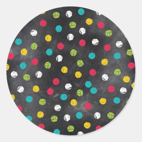 Chalk It Up Rainbow Polka Dots  Chalkboard Print Classic Round Sticker