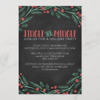Chalk Jingle And Mingle Holiday Party Invitations by natureprints at Zazzle