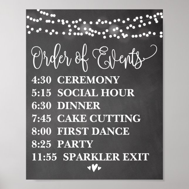 Chalk Lights Order of Events Poster (Front)