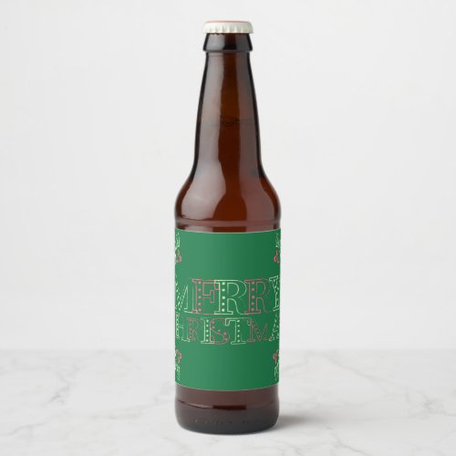 Chalk Mistletoe Pattern Beer Bottle Label