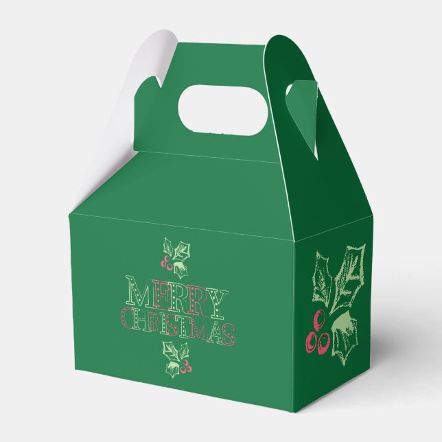 Chalk Mistletoe Pattern Favor Boxes (Front Side)
