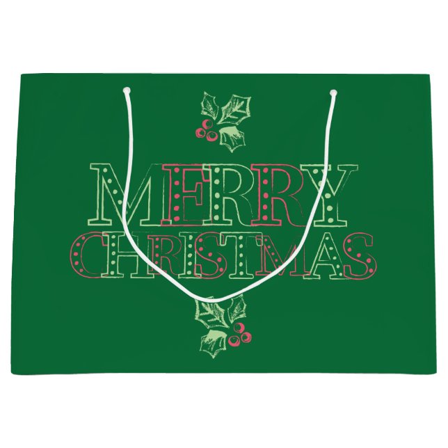 Chalk Mistletoe Pattern Large Gift Bag (Front)