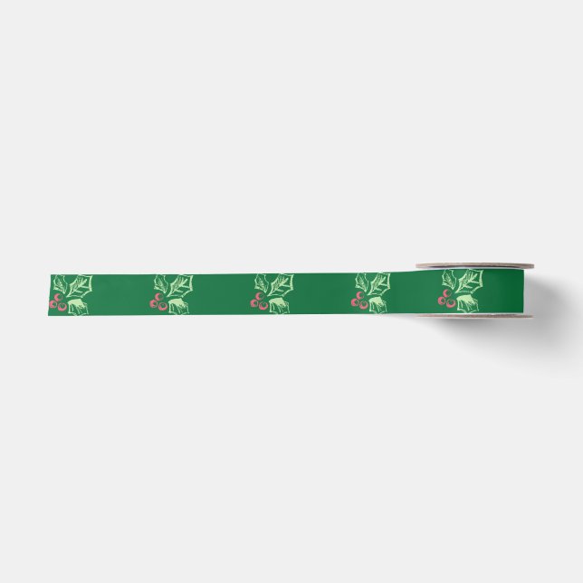 Chalk Mistletoe Pattern Satin Ribbon (Front)