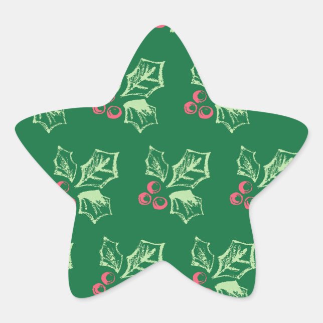 Chalk Mistletoe Pattern Star Sticker (Front)