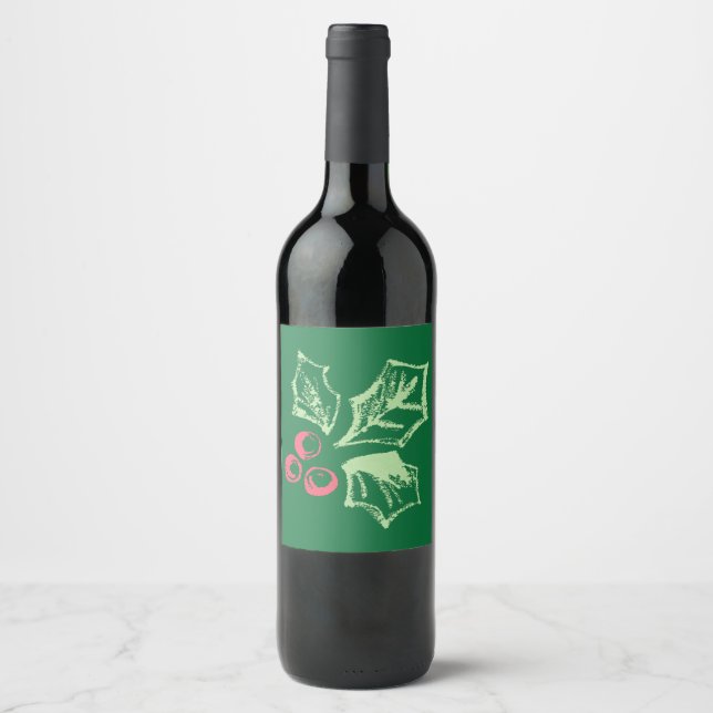 Chalk Mistletoe Pattern Wine Label (Front)