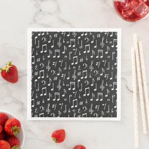 chalk music notes signs seamless pattern paper dinner napkins