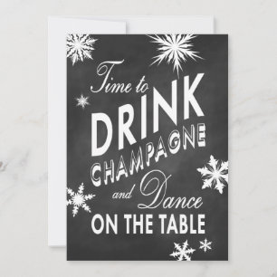 Chalk New Year's Time to Drink Champagne Invite