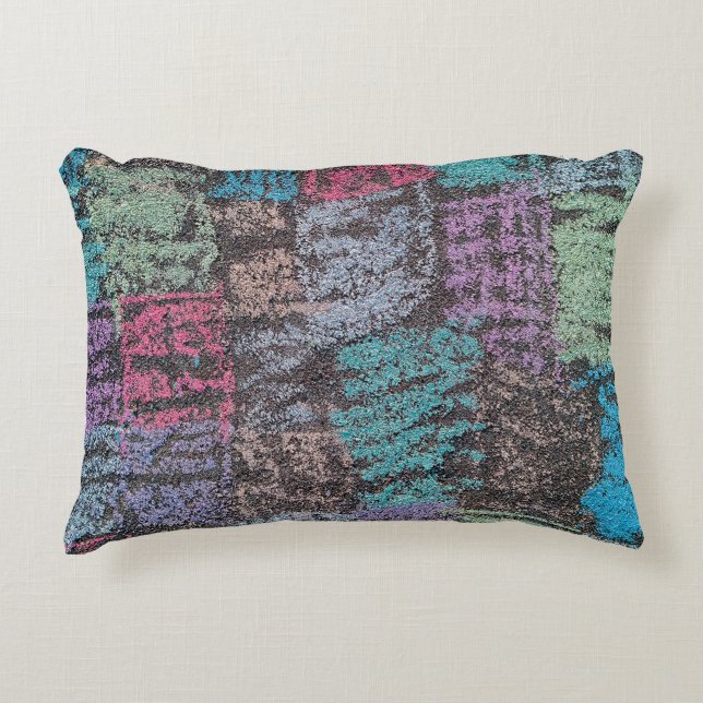 Chalk on the sidewalk art in  yellow white purple  accent pillow (Front)