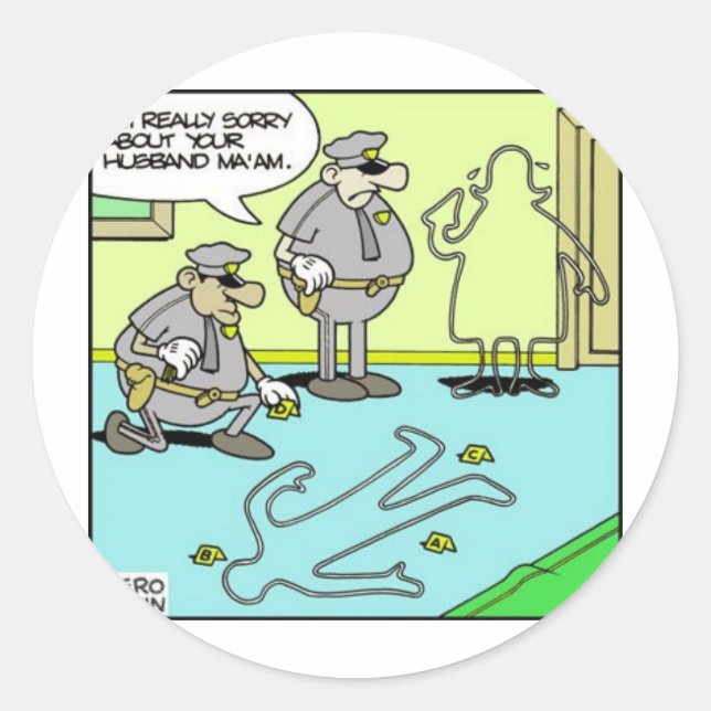 Chalk Outline Funny Police Gifts & Collectibles Classic Round Sticker (Front)