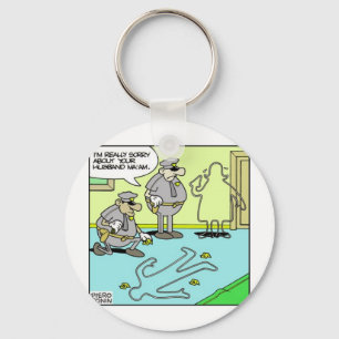Chalk Outline Funny Police Gifts & Collectibles Keychain