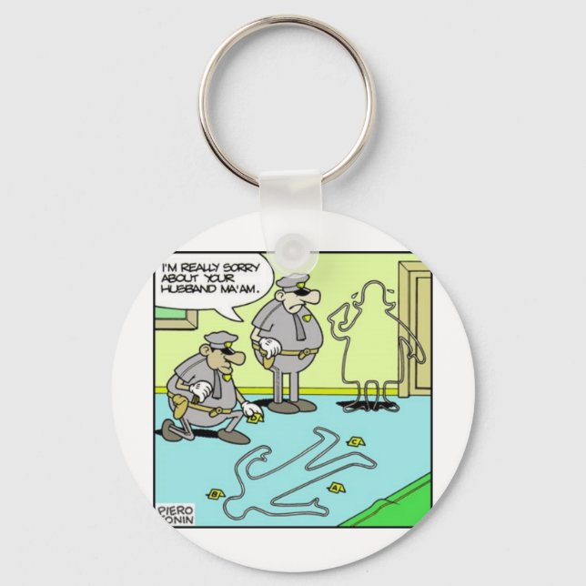 Chalk Outline Funny Police Gifts & Collectibles Keychain (Front)