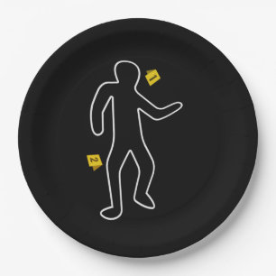 Chalk outline with Evidence Tags Paper Plates