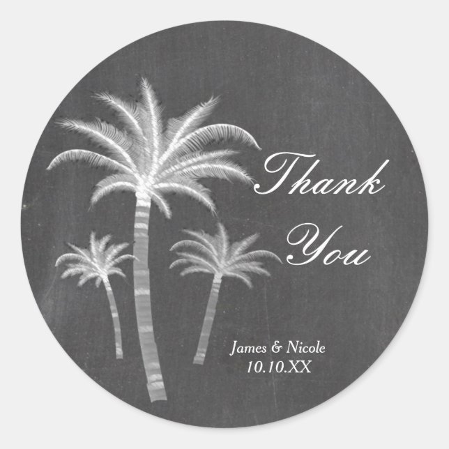 Chalk Palm Trees Destination Travel Favor Sticker (Front)