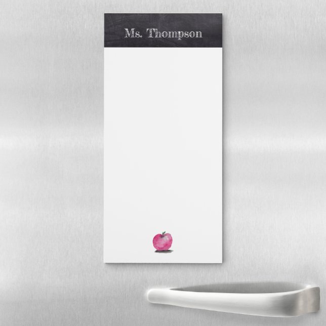 Chalk Personalized Watercolor Apple Teacher Name N Magnetic Notepad (In Situ)