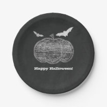 Chalk Pumpkin Chalkboard Halloween Party Paper Plates
