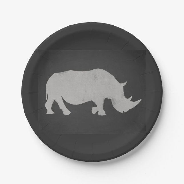 Chalk Rhino Paper Plates (Front)
